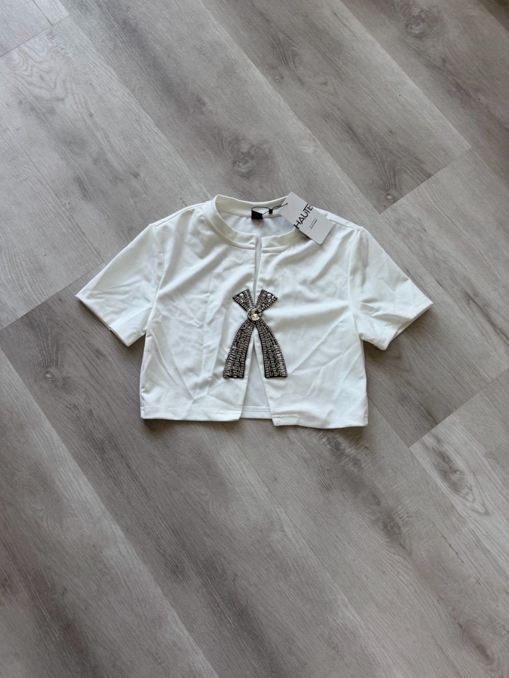 White Girls' Embellished Bow Tee